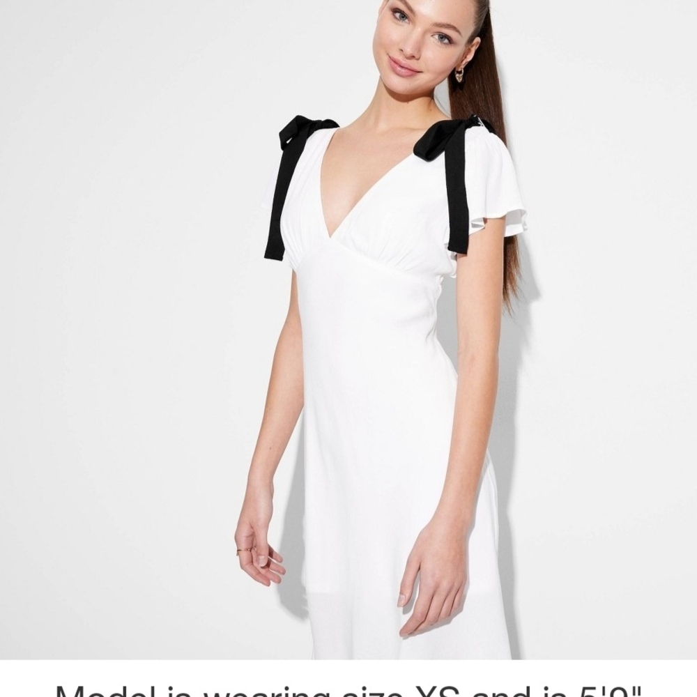 Target White Mini Dress with Black Bow Details